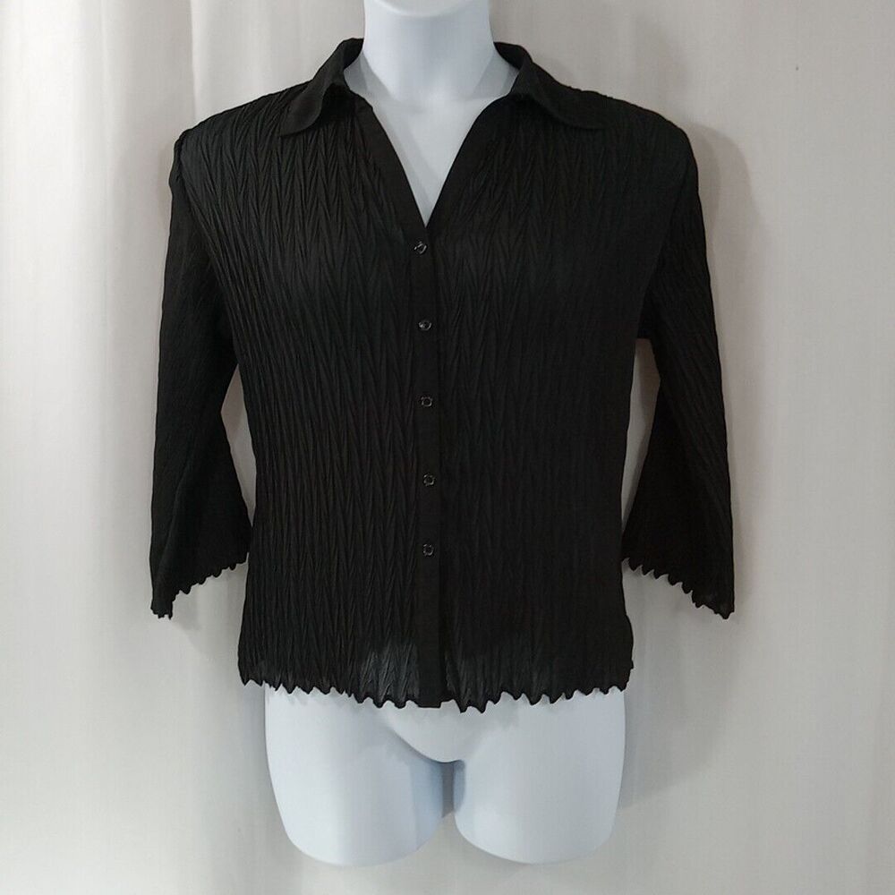 Le Grange Shirt Women's Size Large Black Button Up